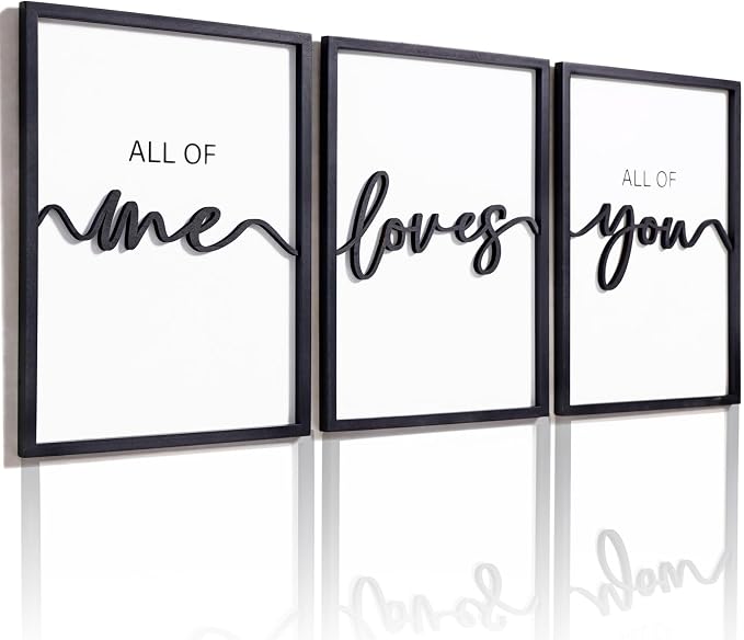 3D Wood All of Me Loves All of You Sign Bedroom Wall Decor 36x16”, Above Bed by KIOSSUT