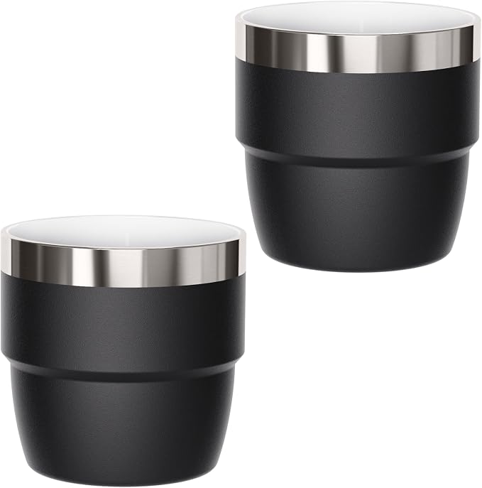 4 oz Small Espresso Cup, Ceramic-Lined 18/8 Stainless Steel, Double-Wall Vacuum by Cafezi