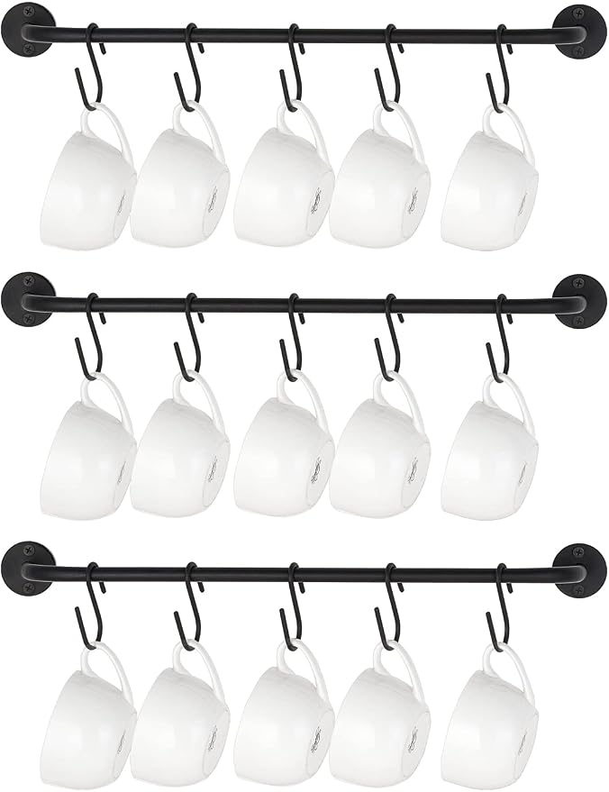 Mkono Mug Holder Wall Mounted Coffee Cup Rack Hanger Modern Metal Wall Rack by Mkono