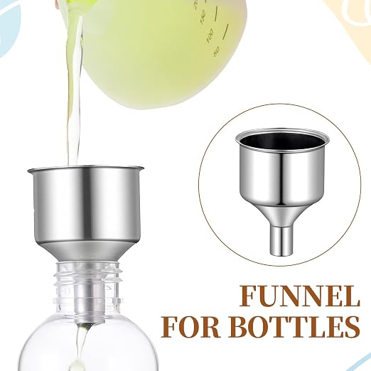 2 Pcs Stainless Steel Flasks Funnels 3/8" Small Kitchen Funnel Set Spout - Image 4