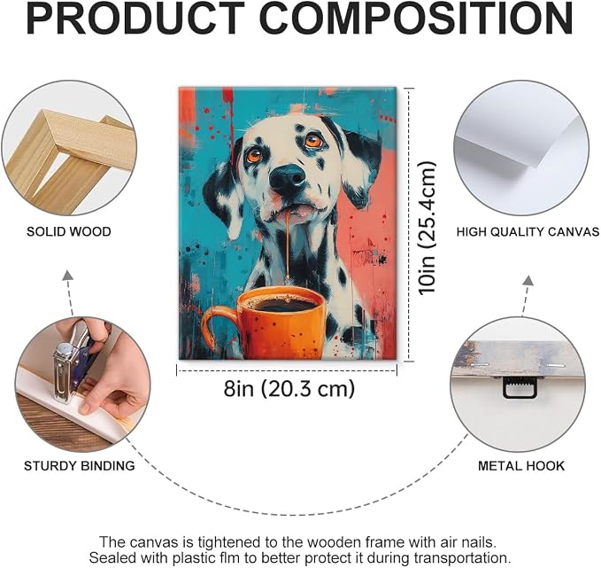 Trendy Dalmatian Dog Coffee Bar Wall Art Print Dog Graffiti Poster Painting - Image 2
