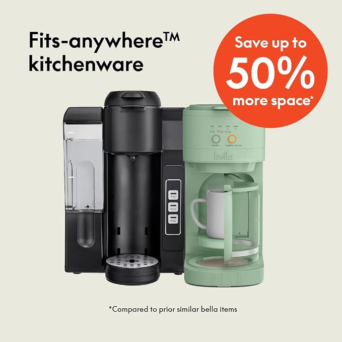 BELLA VersaBrew 2-in1 Coffee Maker, K-Cup compatible, Brew 3 Sizes Carafes & - Image 2