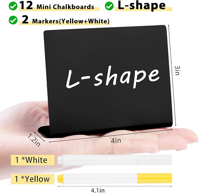 12 Pcs Mini Chalkboard Signs, Small Table Place Cards, Durable Chalk Board Signs - Image 2