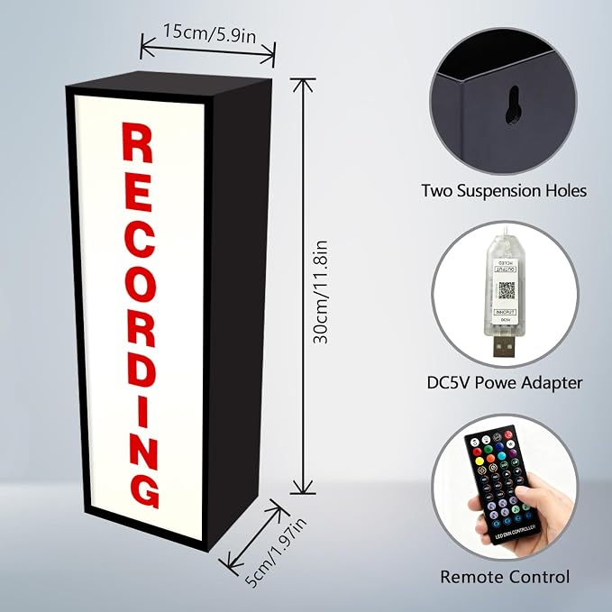 RECORDING Studio LED Light YouTube Lighting USB Powered Recording Neon Light - Image 3
