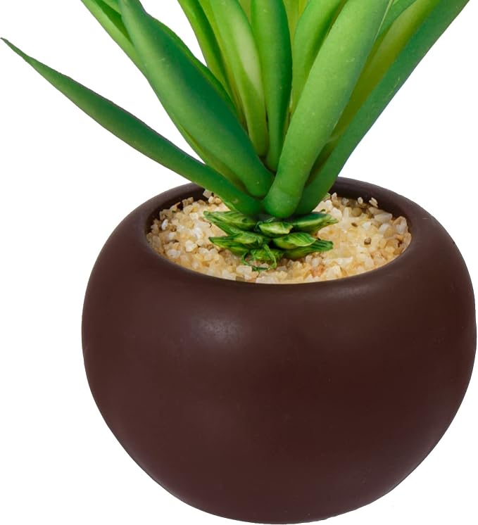 MyGift Succulents Plants Artificial, Fake Faux Indoor House Plants in Round - Image 7