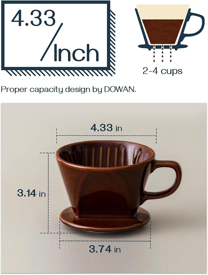 DOWAN Pour Over Coffee Dripper, Non Electric Pour Over Coffee Maker, Porcelain - Image 3