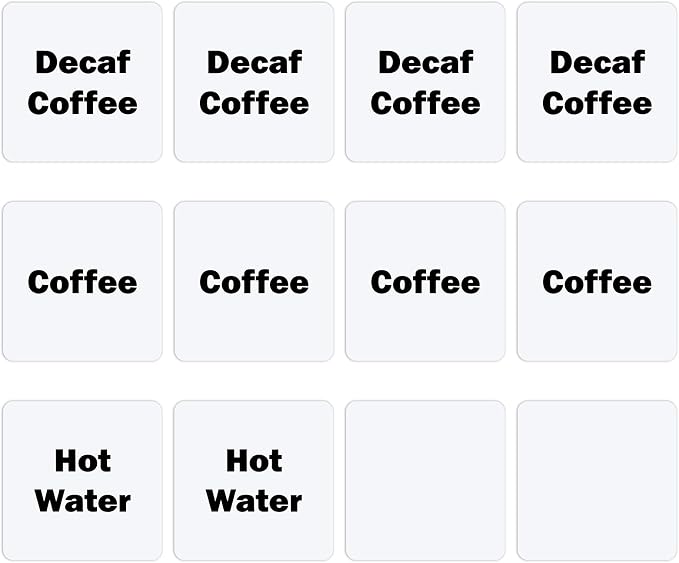 12 Pack Cling-on Labels for Hot Coffee Servers Clear Reusable Coffee Mug Labels by Unknown