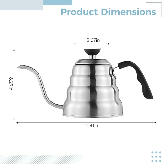 Gooseneck Coffee Kettle 1.2l Stainless Steel, 40.6 Fl Oz, Precise Flow Control - Image 4