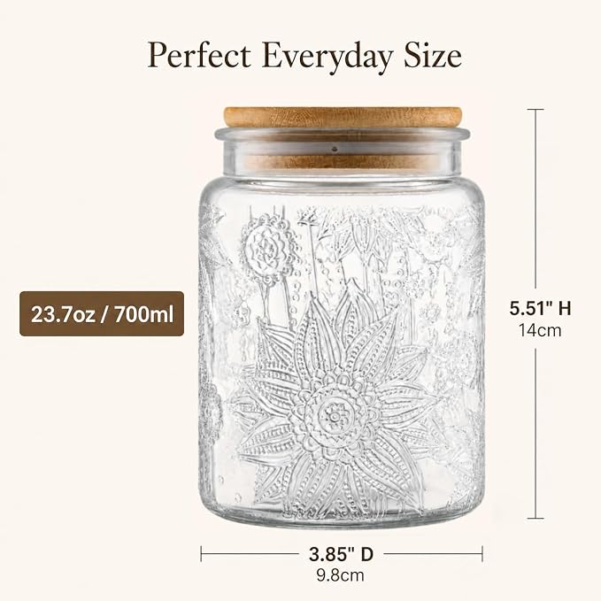 ANSQU 2 Pack Vintage Glass Storage Jar, 23.7 FL OZ Glass Food Storage Containers - Image 2