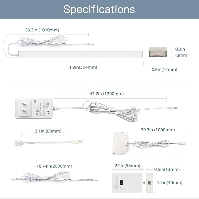 V4light Under Cabinet LED Lighting, 6 Pack Ultra Slim Aluminum Light Bars - Image 8
