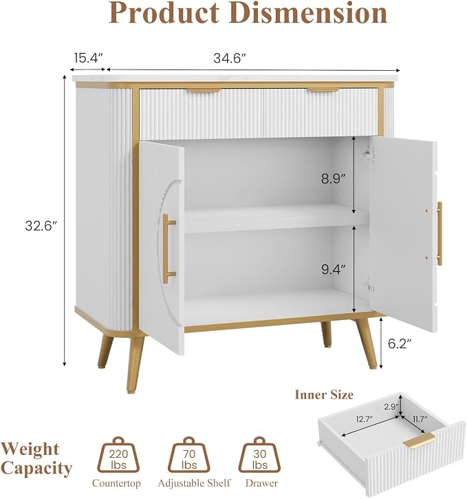 35" Modern Sideboard Buffet - Image 3