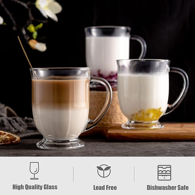 Glass Mug Set of 8, 15 oz Large Capacity Coffee Mugs - Image 5