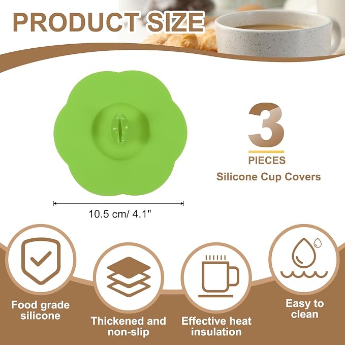 uxcell 3Pcs Silicone Cup Covers, 4.72" Heart Universal Cup Lids Reusable - Image 2