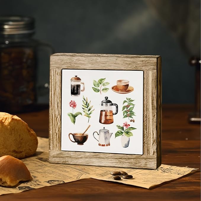 Funny Coffee Decor, Home Cafe Table Decorative Sign, Rustic Desk Art Home - Image 4