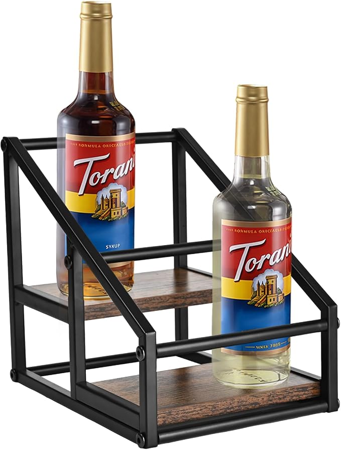 YQBRAO Coffee Syrup Rack Organizer, Liquor Bottle Display Shelf, 2-Tier 4 by Unknown