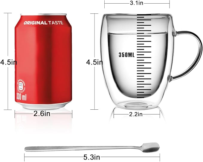 LIBWYS 4 Pack Double Walled Coffee Cups Glasses Mugs 12oz, Espresso Cappuccino - Image 4