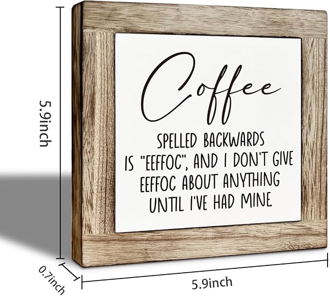 Farmhouse Coffee Wood Decor, Coffee Spelled Backwards Sign, Rustic Farmhouse - Image 2
