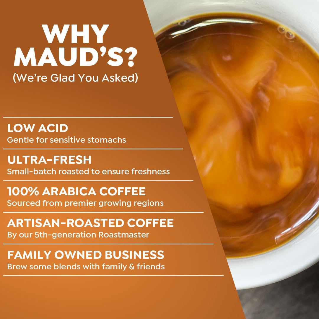 Maud's Decaf Salted Caramel Flavored Coffee Pods, 18 ct, Decaffeinated Medium Roast Flavored Coffee in Recyclable Single Serve Pods – 100% Arabica Beans, Compatible with Keurig K Cups Maker