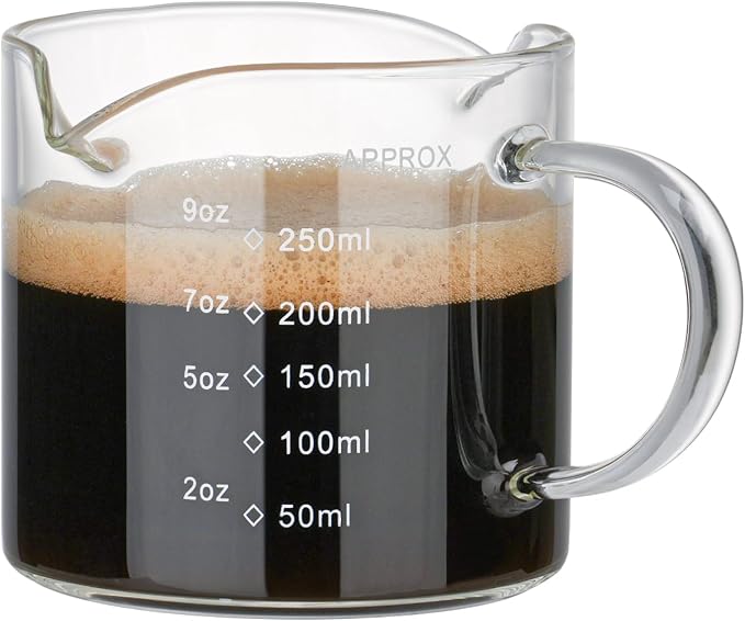 1 Pack 250ML/8.5OZ Measuring Cup Espresso Shot Glasses Double Spouts Large by BCnmviku