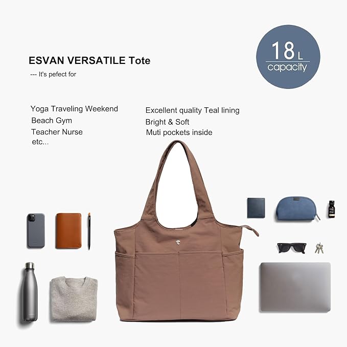 ESVAN Yoga Tote Bag Mat bag Women Shoulder Bags Carryall Tote - Image 6