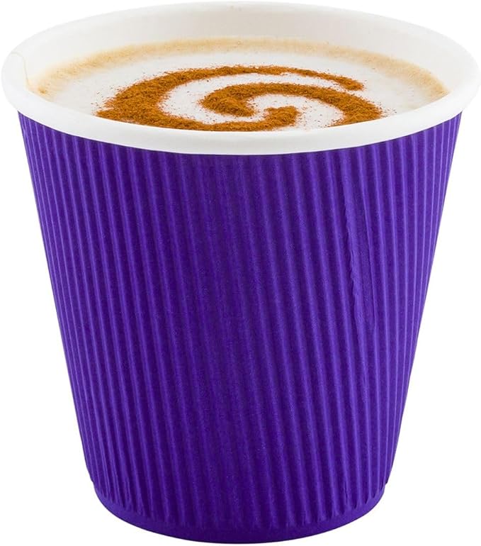 Restaurantware Ripple Wall Coffee Cups 25 Count 8 Ounce Insulated Royal Purple by Restaurantware