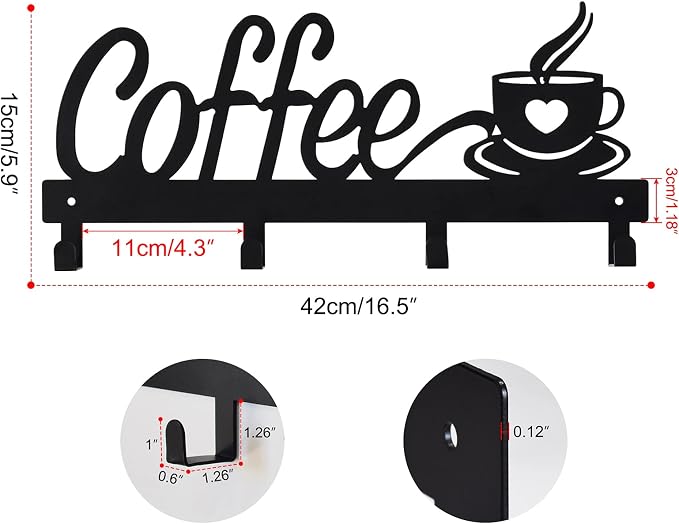 CUKE2BEET Wall Mounted Coffee Mug Holder - Image 3
