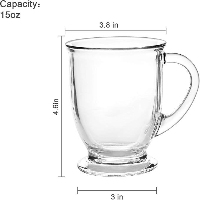 Accguan 15oz/450ml Glass Coffee Mugs Clear Coffee Cups - Image 2