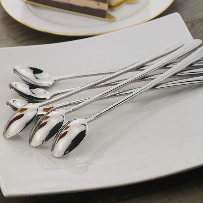 Long Handle Spoon, 9-inch Ice Tea Spoon, DEALIGHT Premium 18/10 Stainless Steel - Image 4