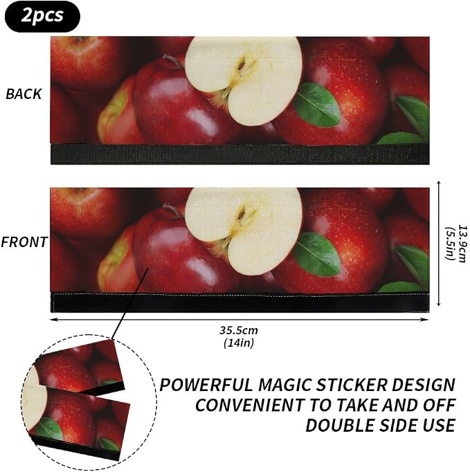 Red Fresh Fruit Apples Refrigerator Door Handle Cover, Kitchen Decor Door - Image 2