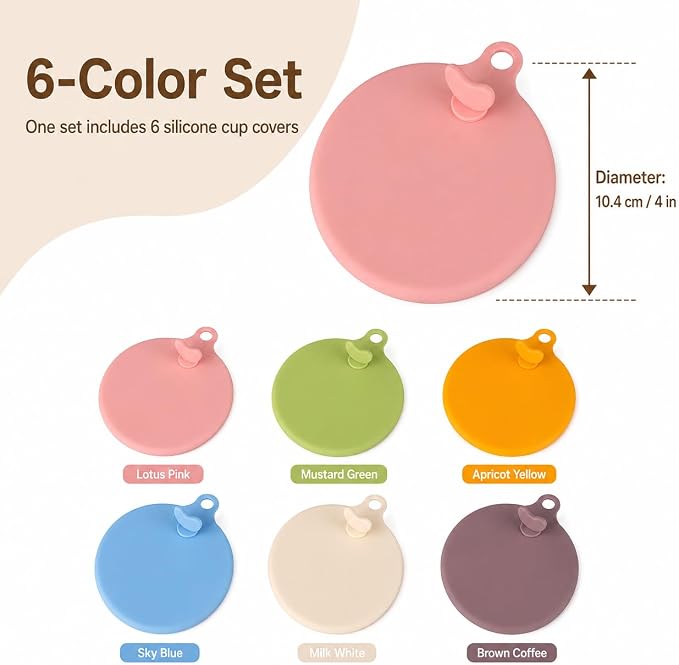 6 PCS Silicone Cup Lids, Reusable Anti-Dust Cup Lids - Image 3