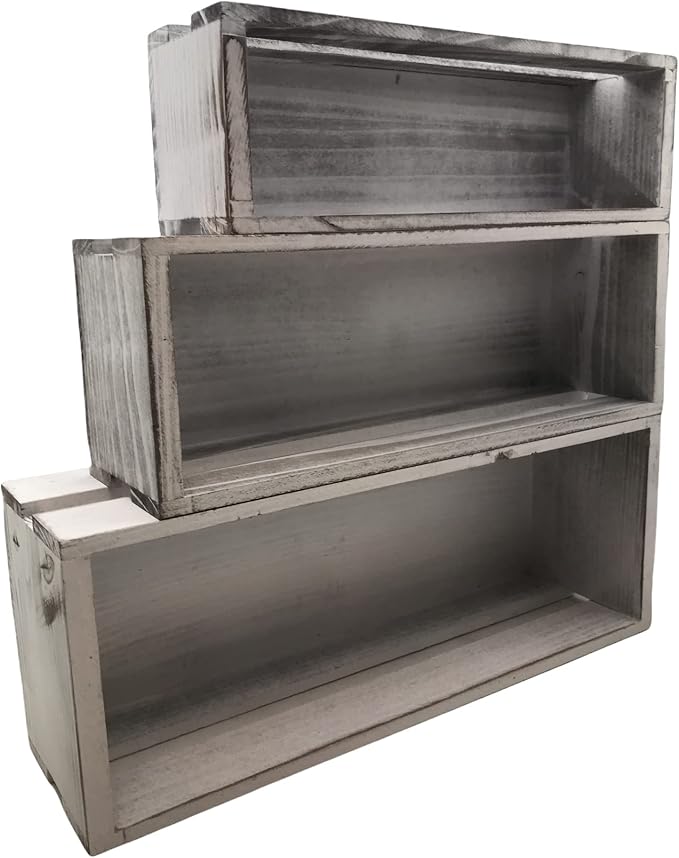Oojami 3 Pack Wood Craft Crate Caddy Set | Nesting, wood crates - Image 4