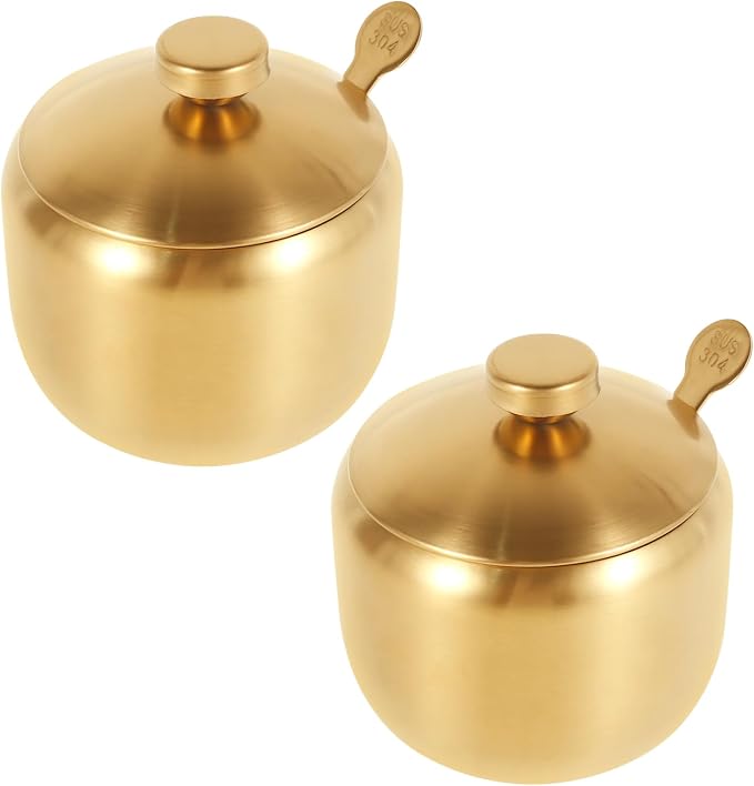 Coffee and Sugar Dispenser, Stainless Steel Gold Sugar Container by Unknown