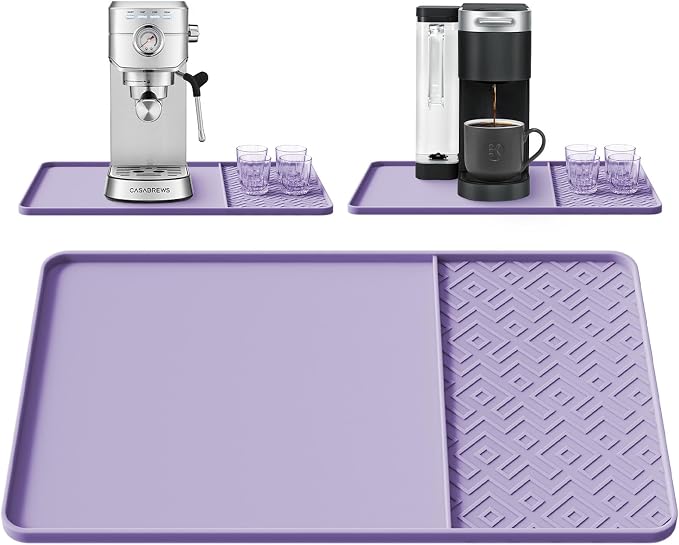 Silicone Coffee Mat with Raised Edges 19" x 12" – Waterproof Countertop Mat by EWX