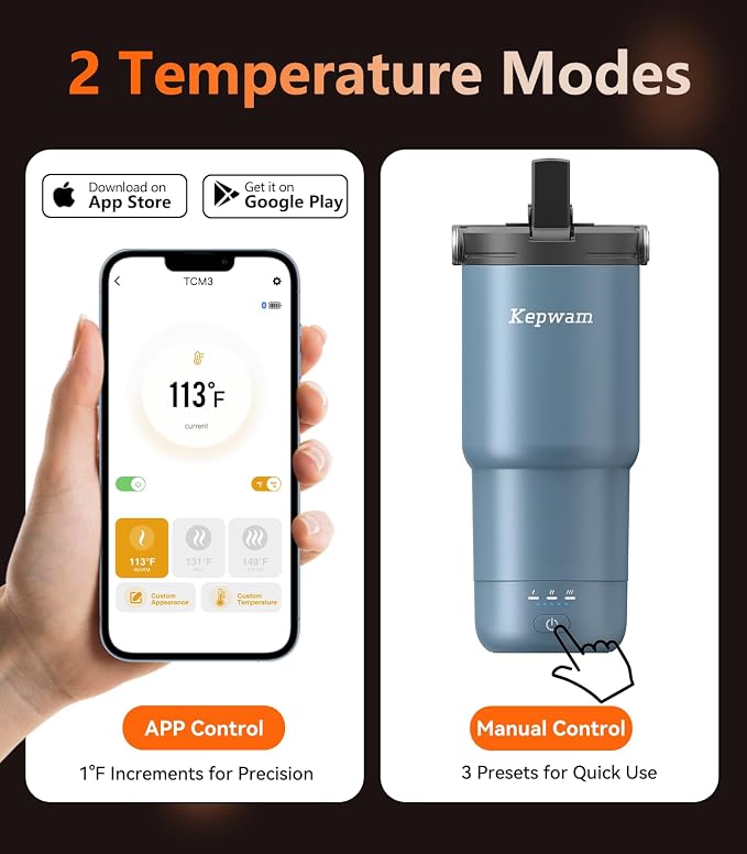 Kepwam Heated Coffee Mug Rechargeable T3, 20oz Self-Heating Travel Mug - Image 3