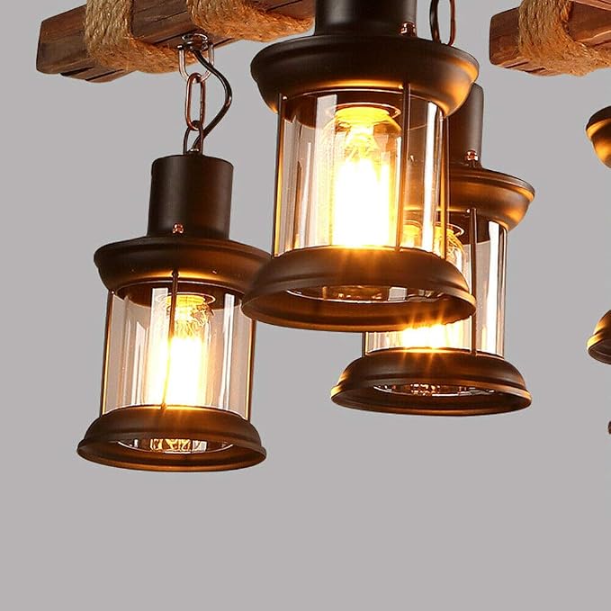 Farmhouse Pendant Light Chandelier Farmhouse Wooden Hanging Island Lighting - Image 4