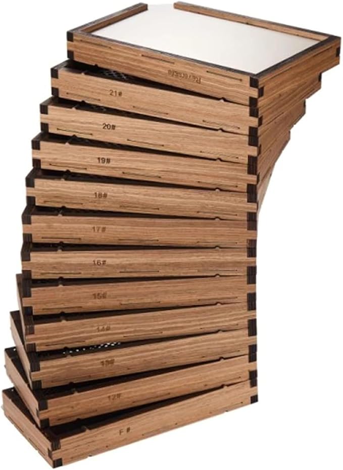 Coffee Bean Grading Sieve, Stainless Steel Screen and Wooden Frame, Round Hole by Unknown