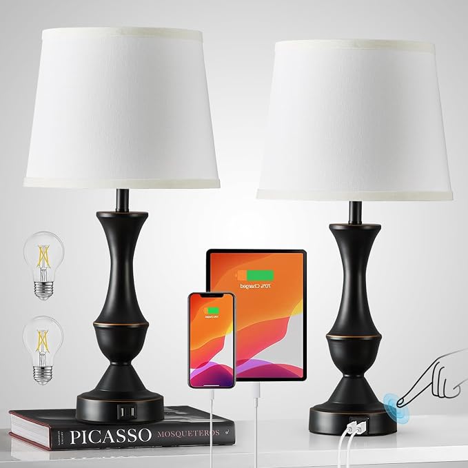 Luvkczc Touch Table Lamps Set of 2, Dimmable Nightstand Lamps, Table lamp - Image 2