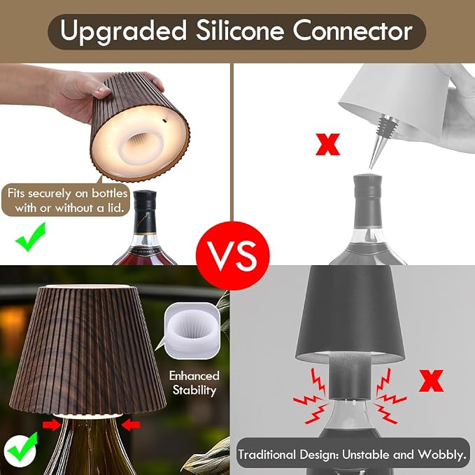 WILIT Wireless Bottle Lamp Shades, 3-Level Brightness Wine Bottle Lights - Image 6