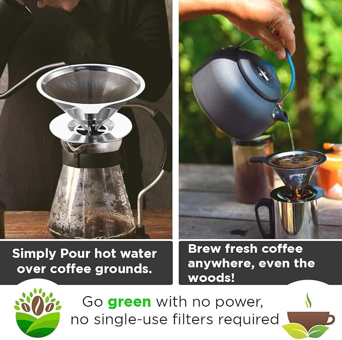 Vila Coffee Filter, Fine Mesh Coffee Maker, Stainless Steel Pour Over Coffee - Image 5