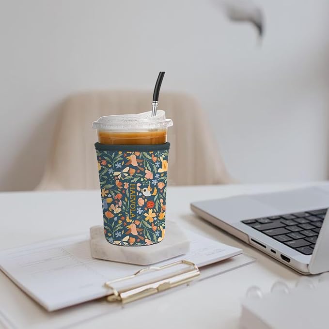 Reusable Insulated Neoprene Iced Coffee Cup Sleeve, Durable Drink Sleeve - Image 2
