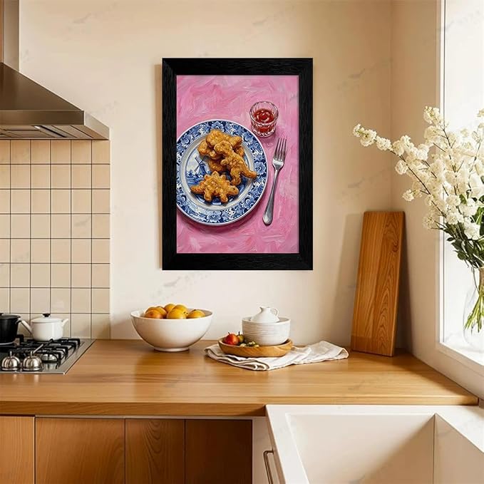 Black Framed Funny Kitchen Wall Art 12x16 inch Dining Room Food Canvas Poster - Image 4