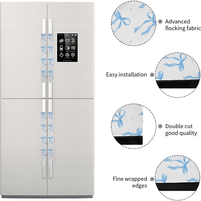 Cute Blue Bows Refrigerator Door Handle Cover, Kitchen Decor Kitchen Appliances - Image 5