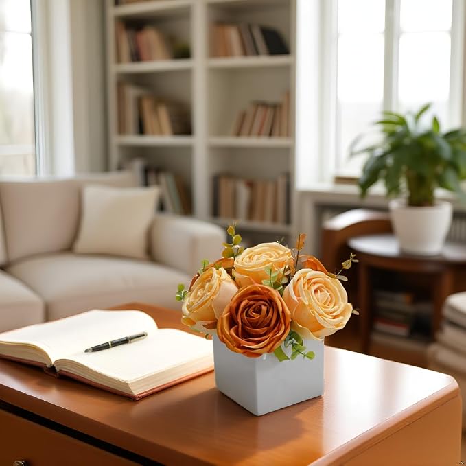 Fall Artificial Orange Silk Fake Rose - Image 2