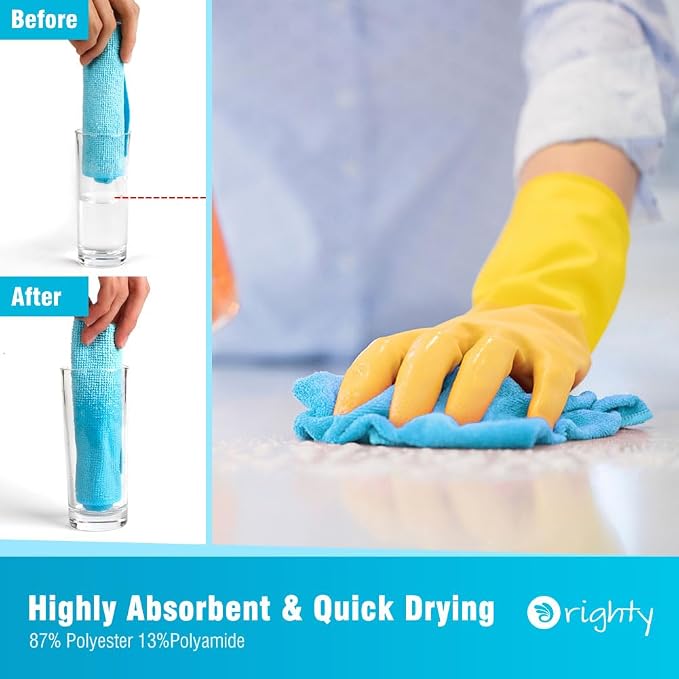 Orighty Microfiber Cleaning Cloth, 5 Pack Highly Absorbent Cleaning Rags - Image 3