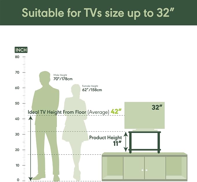 Furinno TURN-N-TUBE TV Riser Stand, 2-Tier Small Elevated No Tools TV Stand - Image 4