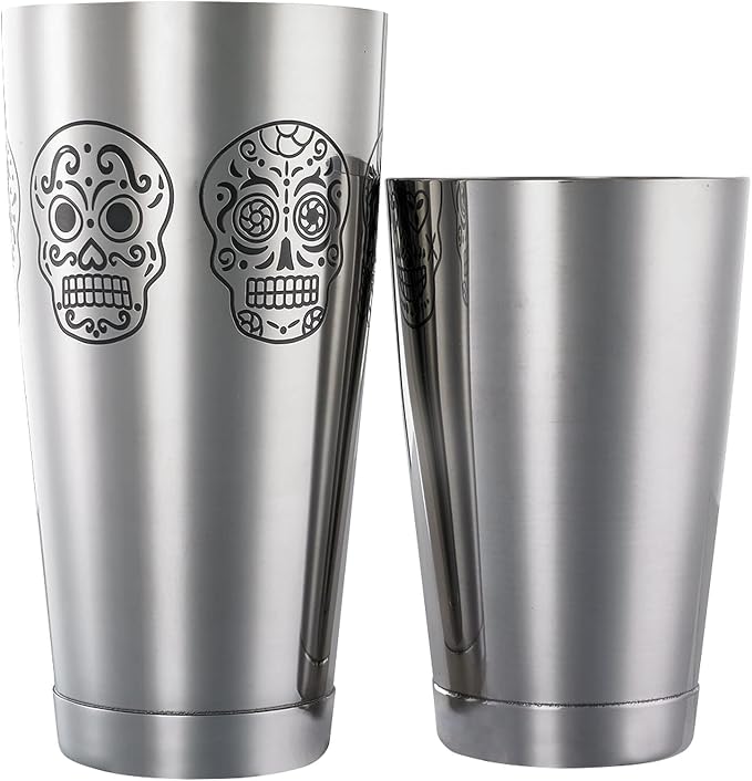 Barfly Skull Cocktail Shaker Tin Set, Stainless Steel by BarflybyMercer