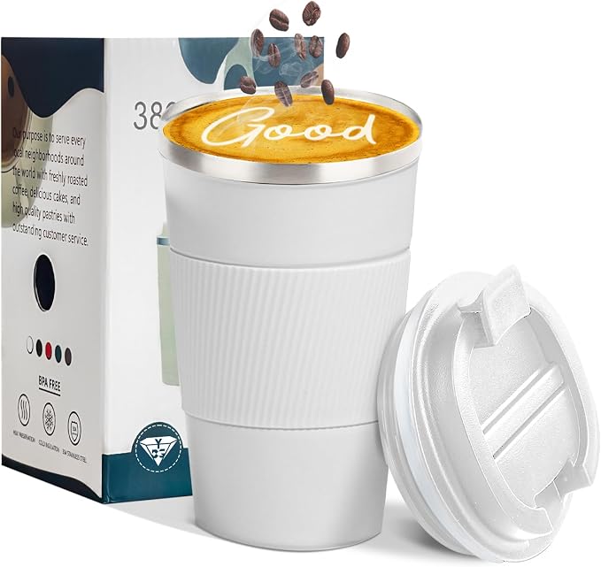 YINBAOGE Insulated Travel Coffee Mug, Spill & Leak Proof, Portable To Go by YINBAOGE