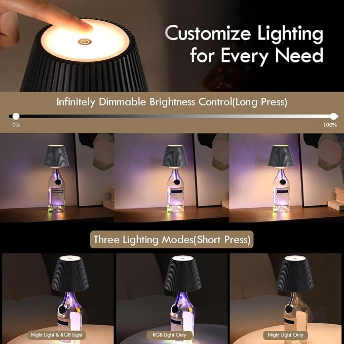 WILIT Wireless Bottle Lamp for Liquor Bottles, 3-Level Brightness LED Night - Image 2