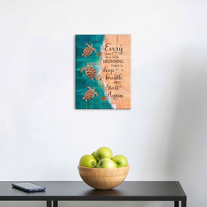 Sea Turtle Wall Art Teal Bathroom Decor Farmhouse Coastal Room Decor - Image 3