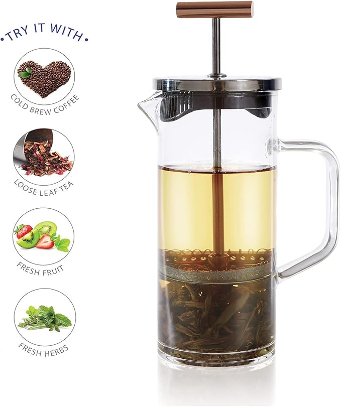 Teabloom Tea Press with Copper Pull Handle and Stainless Steel Filter – Tea - Image 3